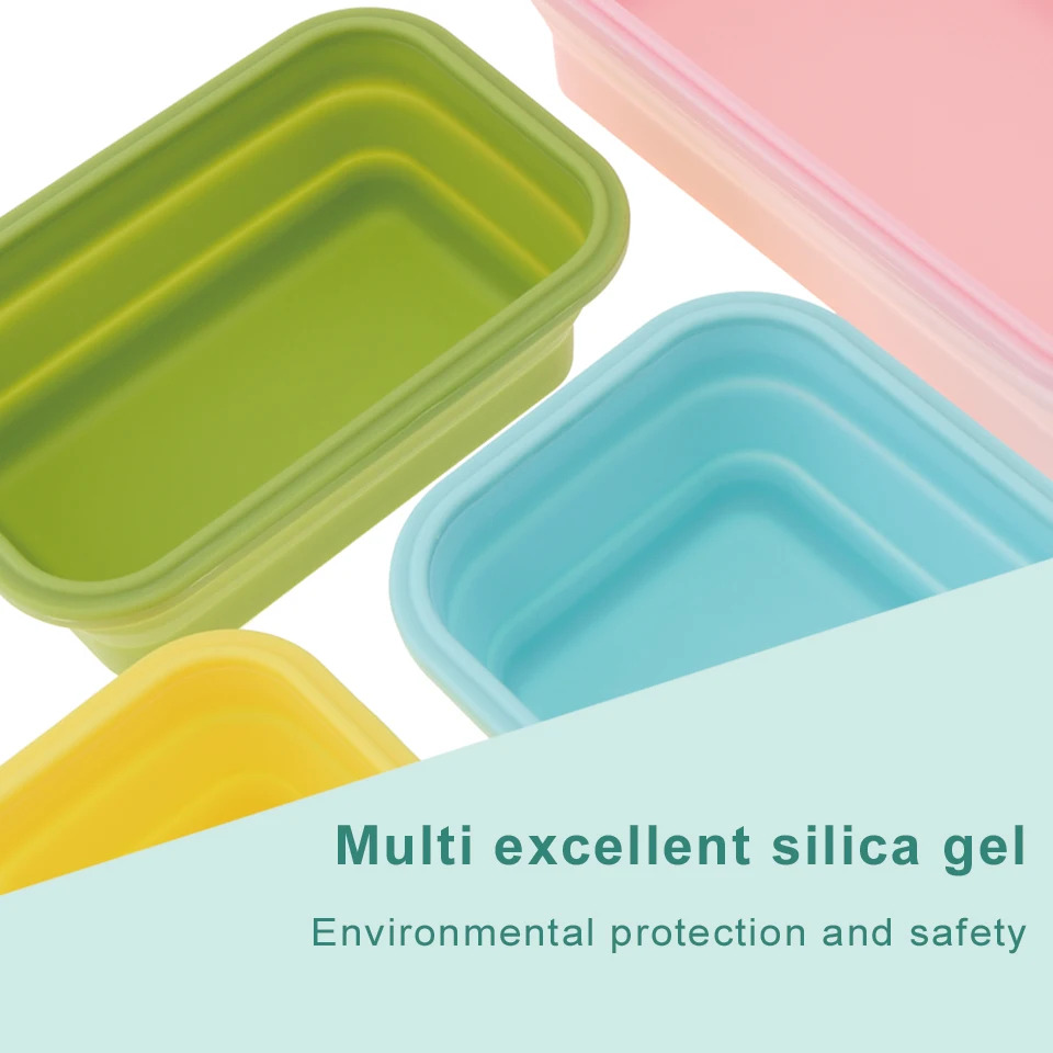 طقم علب تلاجة سيليكون 4 قطع بمقاسات مختلفة قابلة للطي بغطاء محكم الغلق