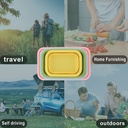 طقم علب تلاجة سيليكون 4 قطع بمقاسات مختلفة قابلة للطي بغطاء محكم الغلق