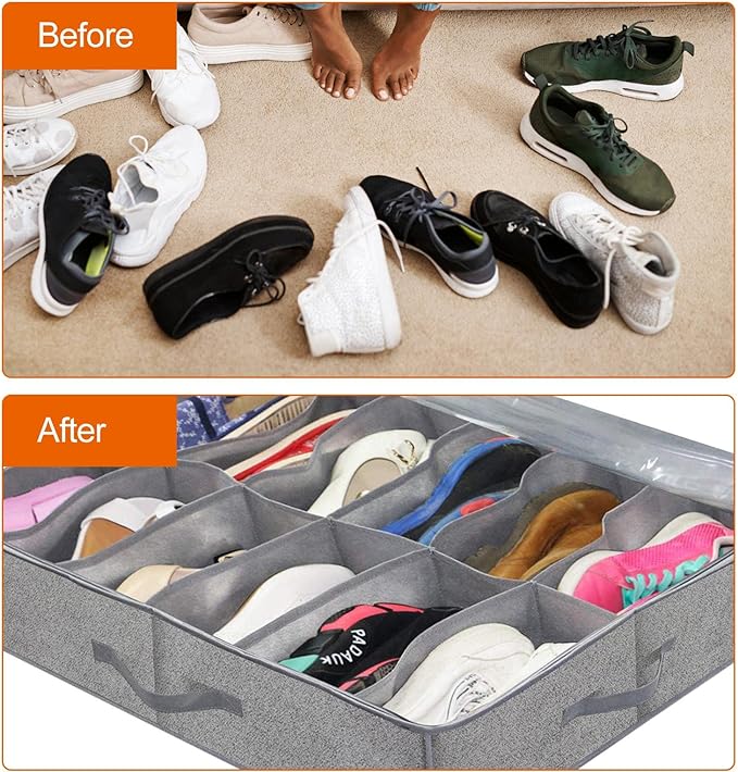 منظم ملابس وتربروف مقسم 10 خانات بغطاء شفاف لسهولة الرؤية للبناطيل والتيشرتات والاحذاية بيد