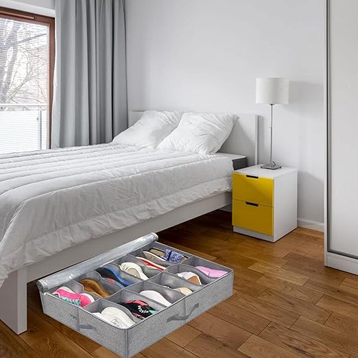 منظم ملابس وتربروف مقسم 10 خانات بغطاء شفاف لسهولة الرؤية للبناطيل والتيشرتات والاحذاية بيد