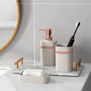 طقم حمام 3 قطع بلاستيك مع جزء جولد لتنظيم و ترتيب الحمام بشكل مختلف و شيك