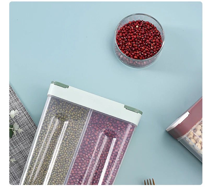 ديسبنسر الحبوب والبقوليات قسمين لحفظ الطعام