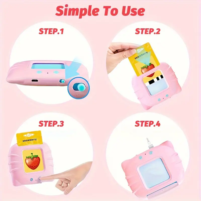 لعبة بطاقات تعليمية  مع 112 بطاقة على الوجهين مع 224 كلمة ناطقة باللغة الانجليزية لتعلم اللغة سهلة الاستخدام