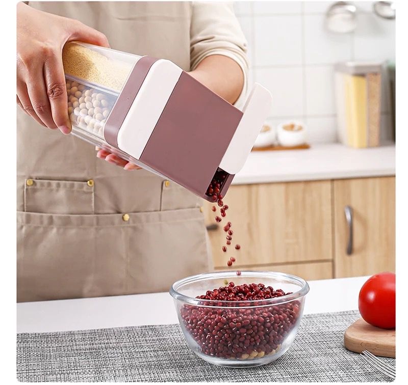 ديسبنسر الحبوب والبقوليات قسمين لحفظ الطعام