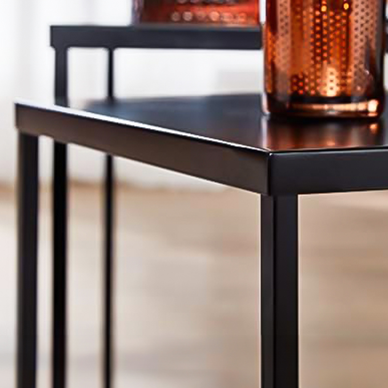 طقم ترابيزت قطعتين بمقاسات مختلفة قابل للتكديس للريسبشن والدريسنج والمكتب من المعدن