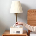 علبة مناديل بلاستيك بغطاء خشب مقسمة 5 خانات لحمل المناديل و الاسلالك و ادوات الشعر لغرف النوم و الليفينج و المكتب