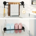 رف و حامل للفوط 2 دور مزور ب 2 هوك لتعليق الفوط و الليفة و ادوات الحمام يثبت بلصق دبل فيس لسهولة تثبيته