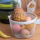 باسكت شبك دائري معدن غير قابل للصدأ بيد خشب لتنظيم الفاكهة و الخضروات و الملابس