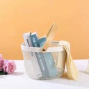 باسكت شبك دائري معدن غير قابل للصدأ بيد خشب لتنظيم الفاكهة و الخضروات و الملابس