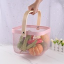 باسكت مربع شبك بيد خشب لسهولة الحمل لتنظيم و حمل الفواكه و الخضروات و للديكور