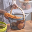 باسكت دائري لحمل الفواكه والخضروات وادوات الحمام بيد خشب متحركه من المعدن