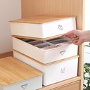 منظم مقسم 10 خانات للملابس الداخلية والشرابات وربطات العنق من البلاستيك بغطاء خشب