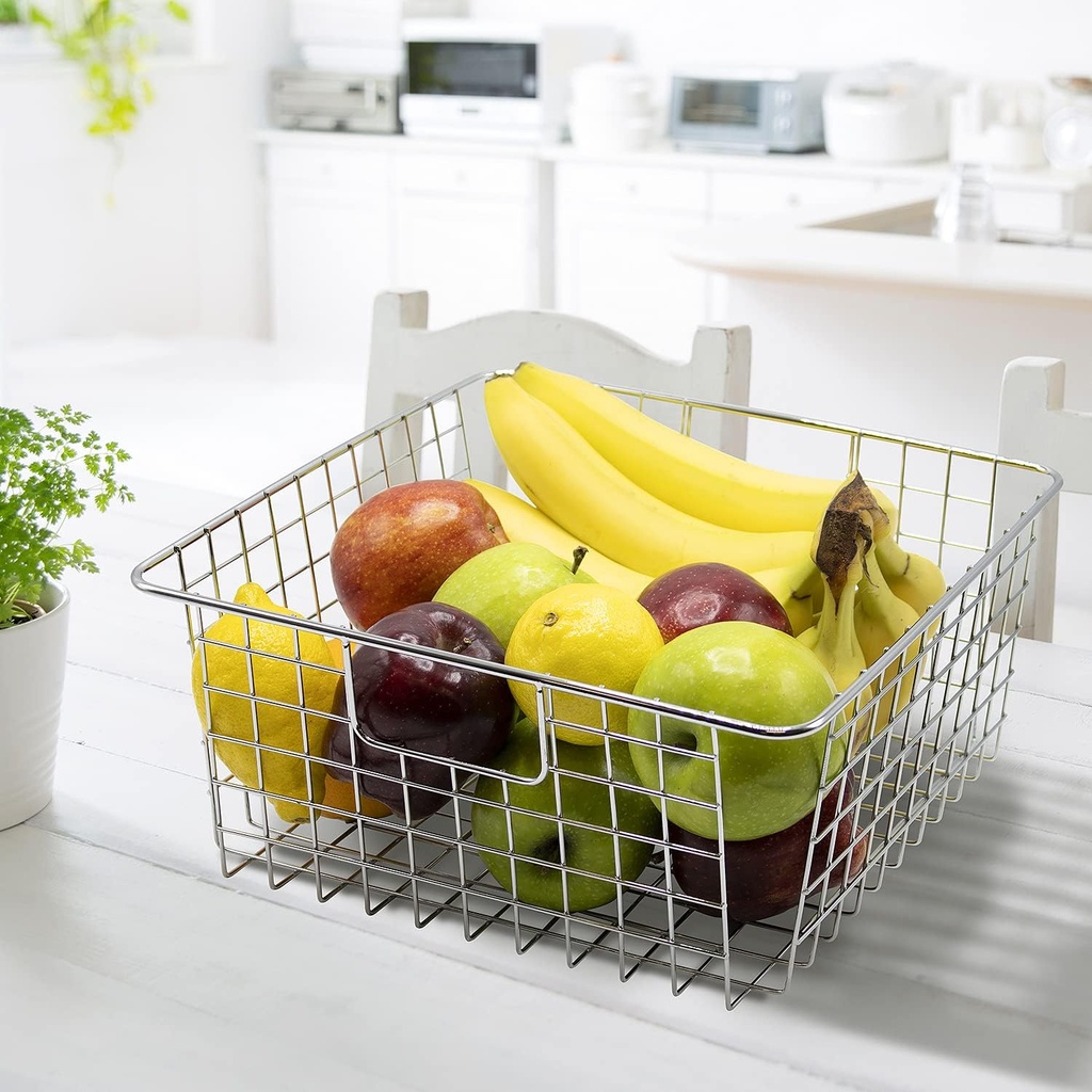 باسكت ومنظم معدن لادوات المطبخ والحمام والمكتب بيد لسهولة الحمل يعلق بلصق دابل فيس قوي