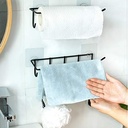 حامل معدني مزود ب 5 هوكات لتعليق الفوط  والملابس بلزق دبل فيس قوي للتعليق بدون حفر وتخريم