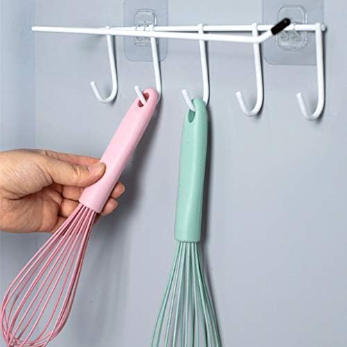 حامل معدني مزود ب 5 هوكات لتعليق الفوط  والملابس بلزق دبل فيس قوي للتعليق بدون حفر وتخريم