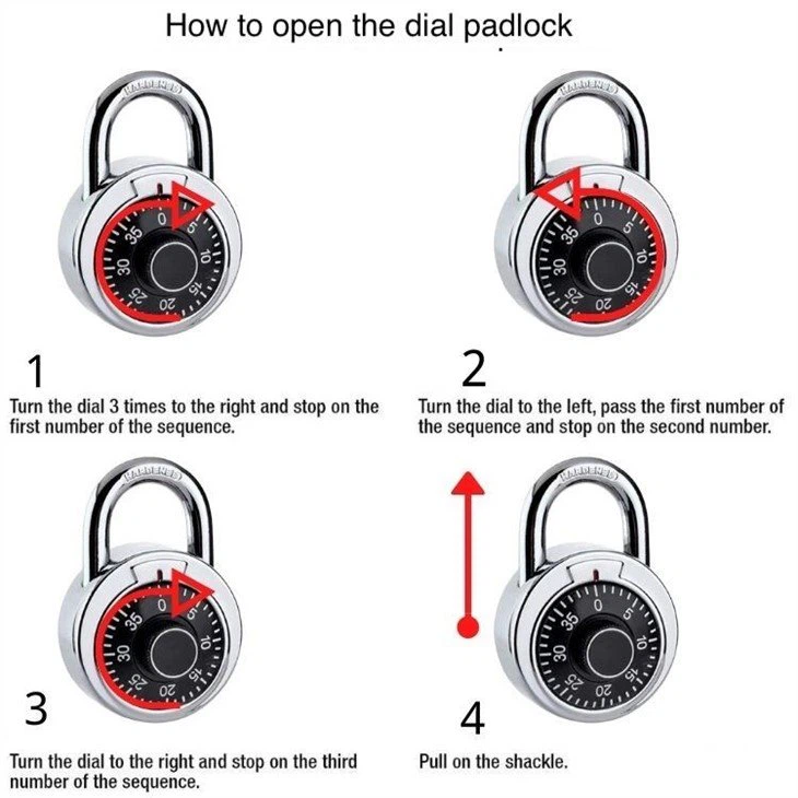 قفل امان بون مفاتيح بطريقه قفل و فتح معينه غير قابله للتعديل لشنط السفر و الدولايب