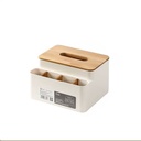 علبة لحمل وتنظيم المناديل مقسمة 4 خانات لحمل الريموت والاقلام بغطاء خشبي شيك لغرف النوم والليفينج والمكتب