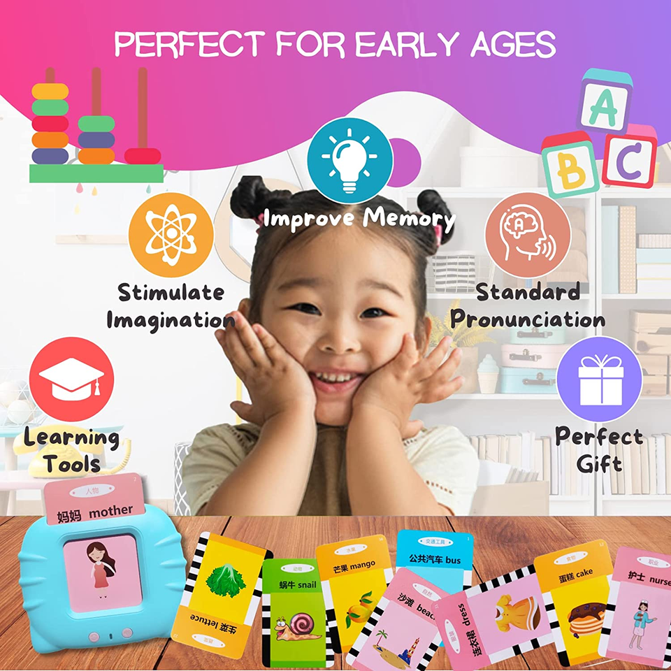 لعبة البطاقات الناطقة 112 بطاقة مع 224 كلمة لتعليم اللغة الانجليزية بسهولة وطريقة مسلية للأطفال