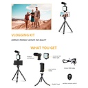 مجموعة تصوير احترافية ترايبود مع حامل للموبايل وكشاف اضاءه ليد وميكروفون بريموت كنترول للتصوير عن بعد