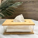 علبة مناديل اكليريك شفاف بغطاء وقاعدة خشب  لغرف النوم والأطفال والليفنج