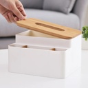 علبة لحمل وتنظيم المناديل مقسمة 4 خانات لحمل الريموت والاقلام بغطاء خشبي شيك لغرف النوم والليفينج والمكتب