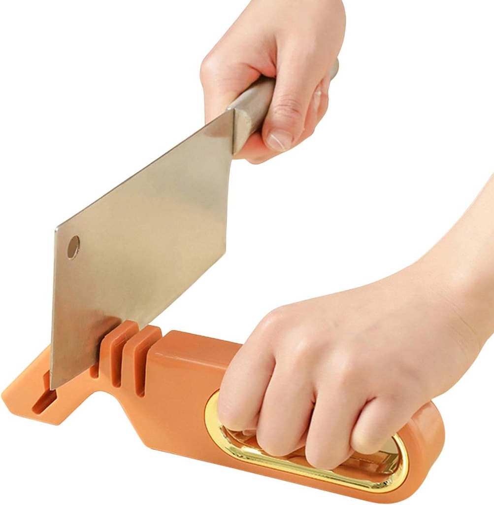 مسن سكاكين معدن يدوي ب 3 درجات مختلفة مع مبراه مقص بمقبض مريح وقاعدة غير قابلة للانزلاق لسهولة الاستخدام