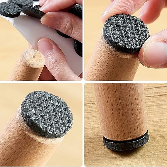 مانع انزلاق الكراسي وخدش الارضيات 4 قطع من الجلد بلصق دابل فيس قوي