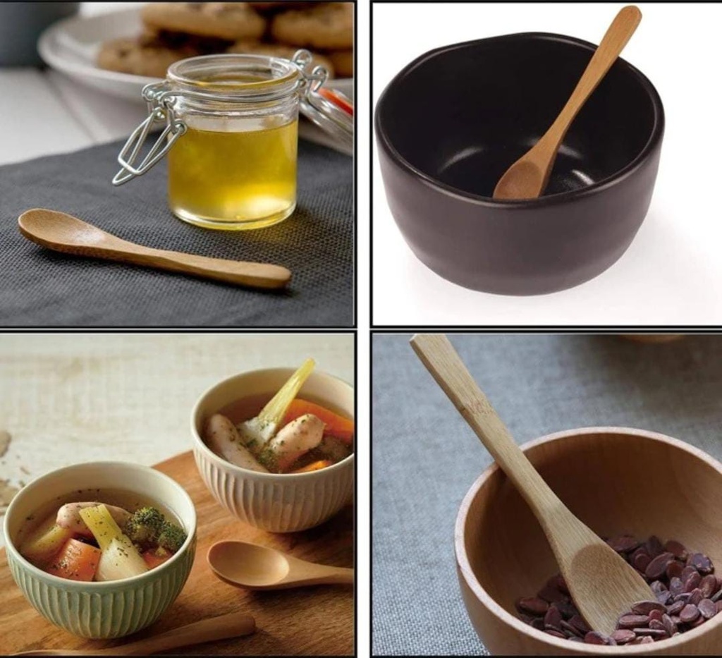 طقم معالق خشب 4 قطع للقهوة والاسبريسو والمربي والعسل