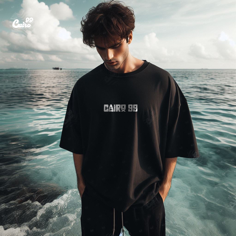 Spooky Burst تيشيرت اوفر سايز قطن باللون الاسود