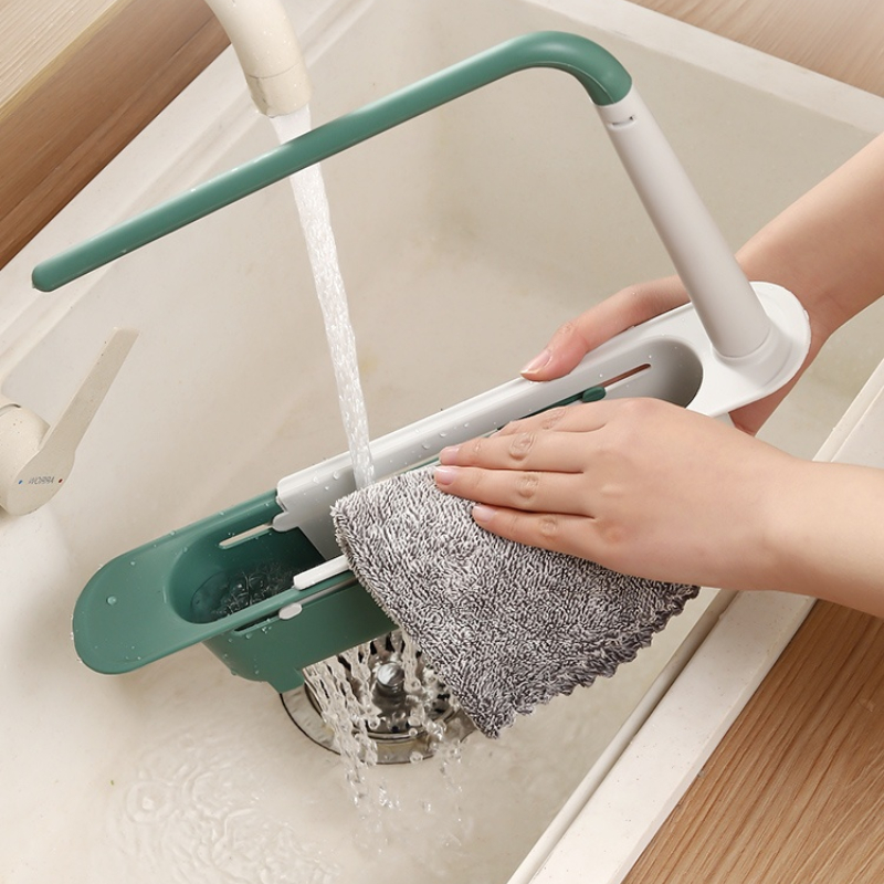 منظم وحامل لليفة والصابون مع رف للفوط بفتحات لتصريف الماء للمطبخ والحمام