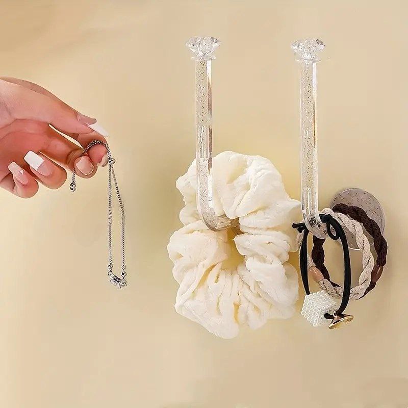 حامل ومنظم اكسسوارات وسلاسل وربطات الشعر يثبت بلصق دابل فيس قوي