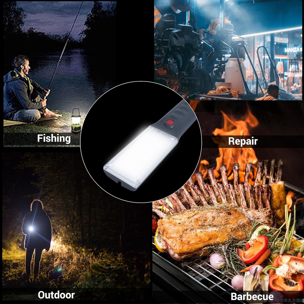 كشاف ليد طوارئ يو اس بي ب 3 درجات اضاءة مختلفة قابل لاعادة الشحن بهوك للتعليق للسفر والتخييم