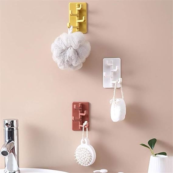 حامل 4 هوك باحجام مختلفة متعدد الاغراض لحمل المفاتيح والنظارات والملابس مزود بلصق دابل فيس