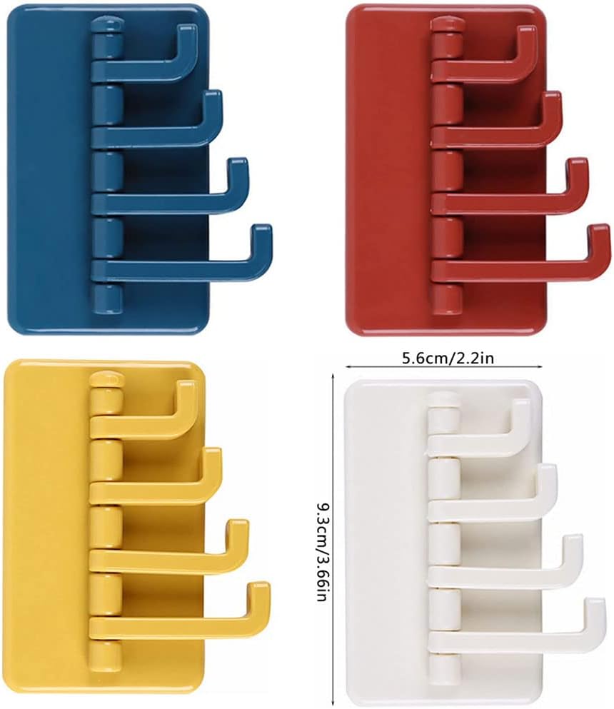 حامل 4 هوك باحجام مختلفة متعدد الاغراض لحمل المفاتيح والنظارات والملابس مزود بلصق دابل فيس