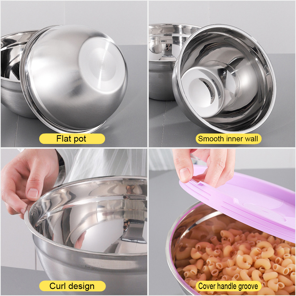 طقم علب ثلاجه ستانلس ستيل 5 قطع بمقاسات مختلفة بغطاء محكم الغلق لحفظ الطعام