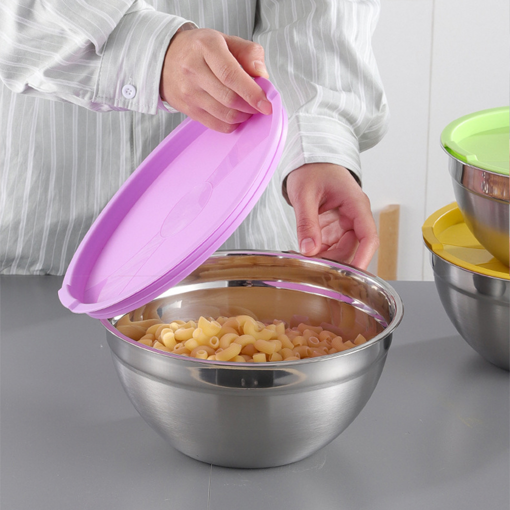 طقم علب ثلاجه ستانلس ستيل 5 قطع بمقاسات مختلفة بغطاء محكم الغلق لحفظ الطعام