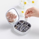 علبة تنظيم الخواتم و الاكسسوارات محمولة مقسمه 7 خانات بمرآة لشنط اليد و السفر