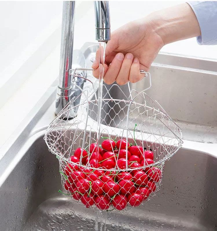 مصفاة شبك استانليس للقلي العميق والتسوية بالبخار ومصفاة للمكرونة