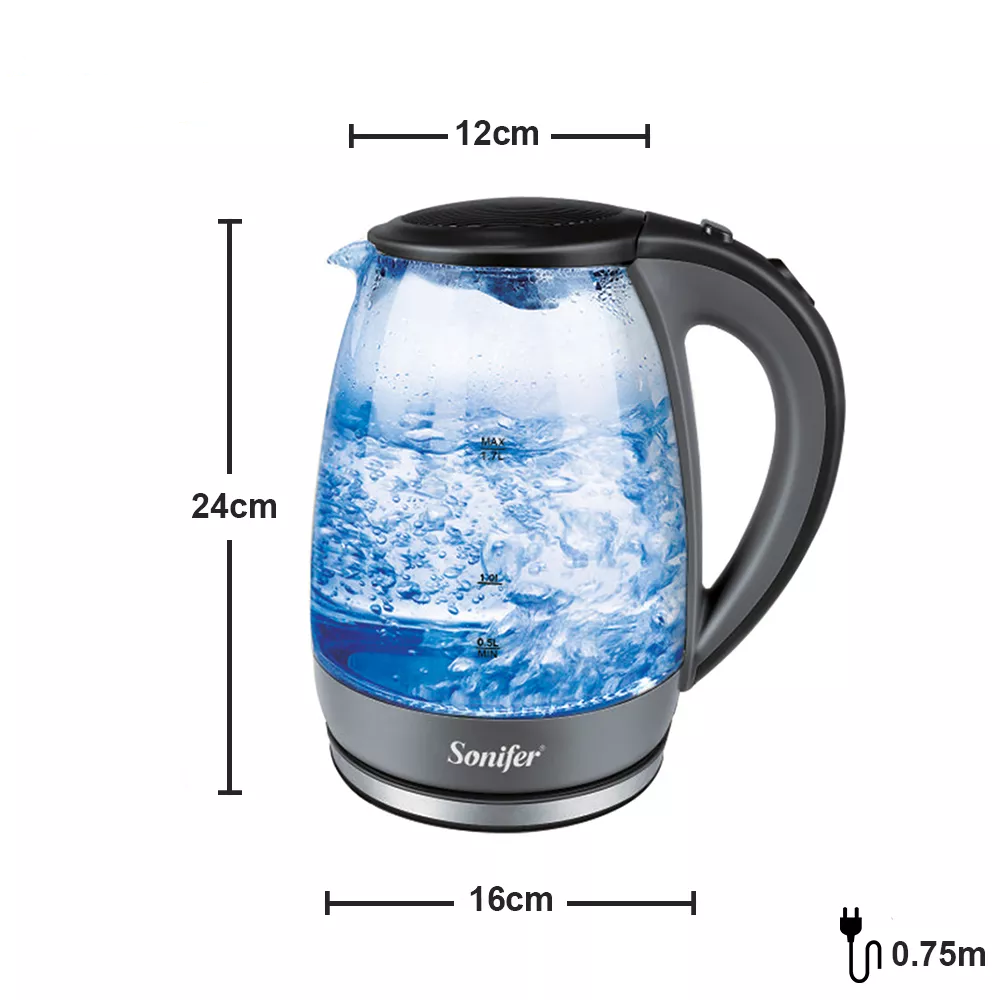 كاتيل مياه كهربائي سونيفر 1.7 لتر بأضاءة ليد عند الغليان 2000 واط
