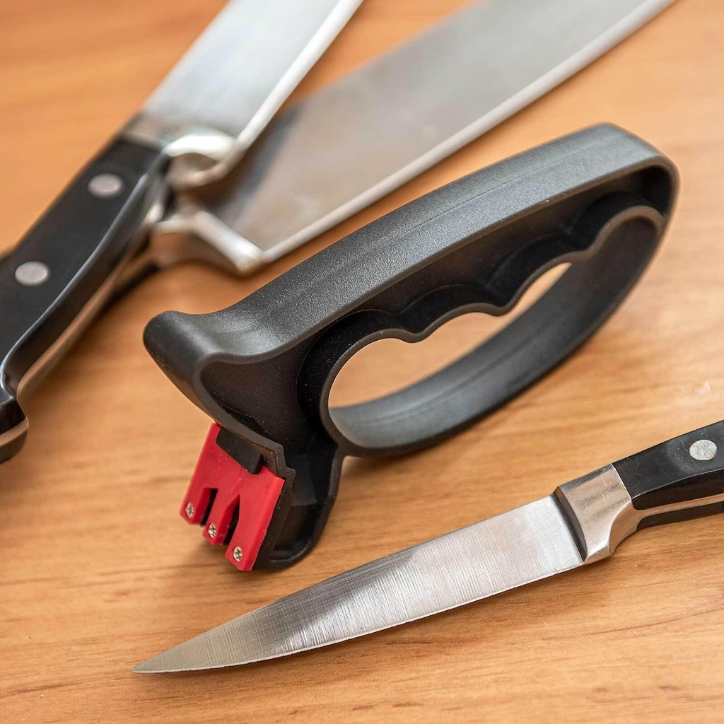 مسن سكاكين ومقصات يدوي بمقبض لسهولة الاستخدام