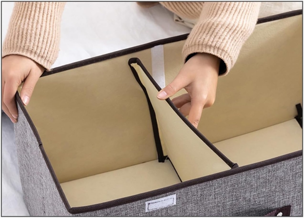 منظم ملابس بغطاء 2 خانة قابلة للفصل والتركيب من الكتان