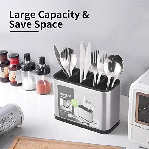 حامل ومصفاة للمعالق والشوك والسكاكين بقاعدة قابلة للفك لتصفية المياة