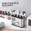 حامل ومصفاة للمعالق والشوك والسكاكين بقاعدة قابلة للفك لتصفية المياة