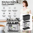 حامل ومصفاة للمعالق والشوك والسكاكين بقاعدة قابلة للفك لتصفية المياة