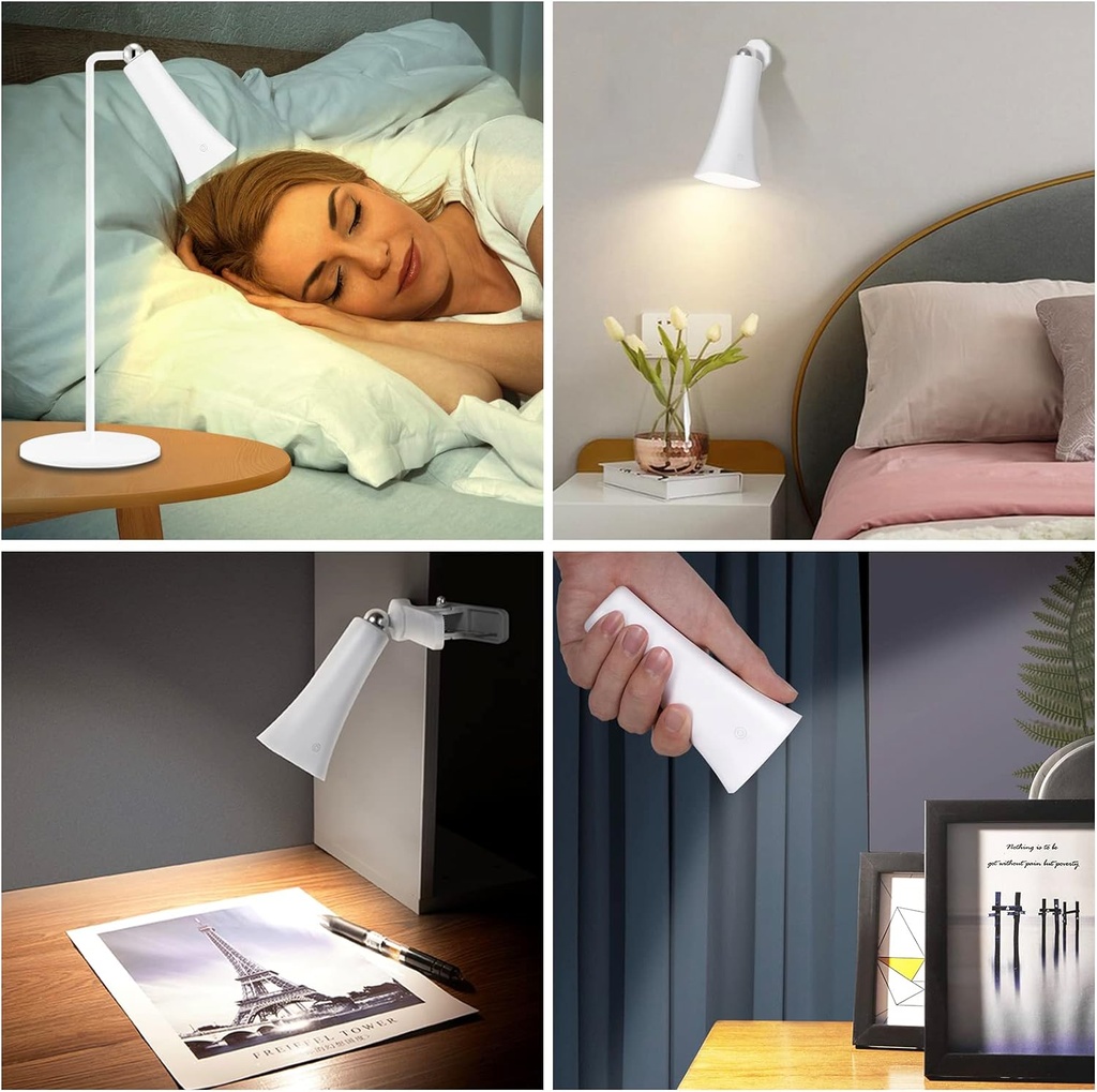 اباجورة مكتب تاتش 4 في 1 مع اضاءة بيضاء قابل للشحن