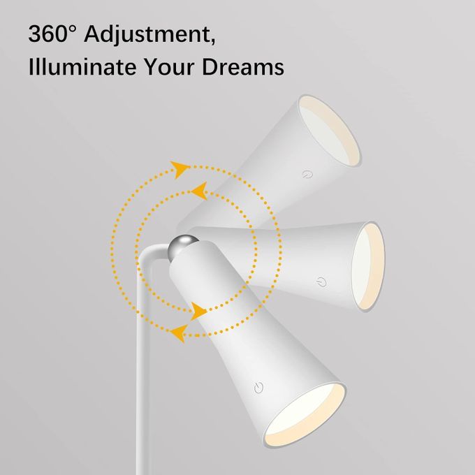 اباجورة مكتب تاتش 4 في 1 مع اضاءة بيضاء قابل للشحن