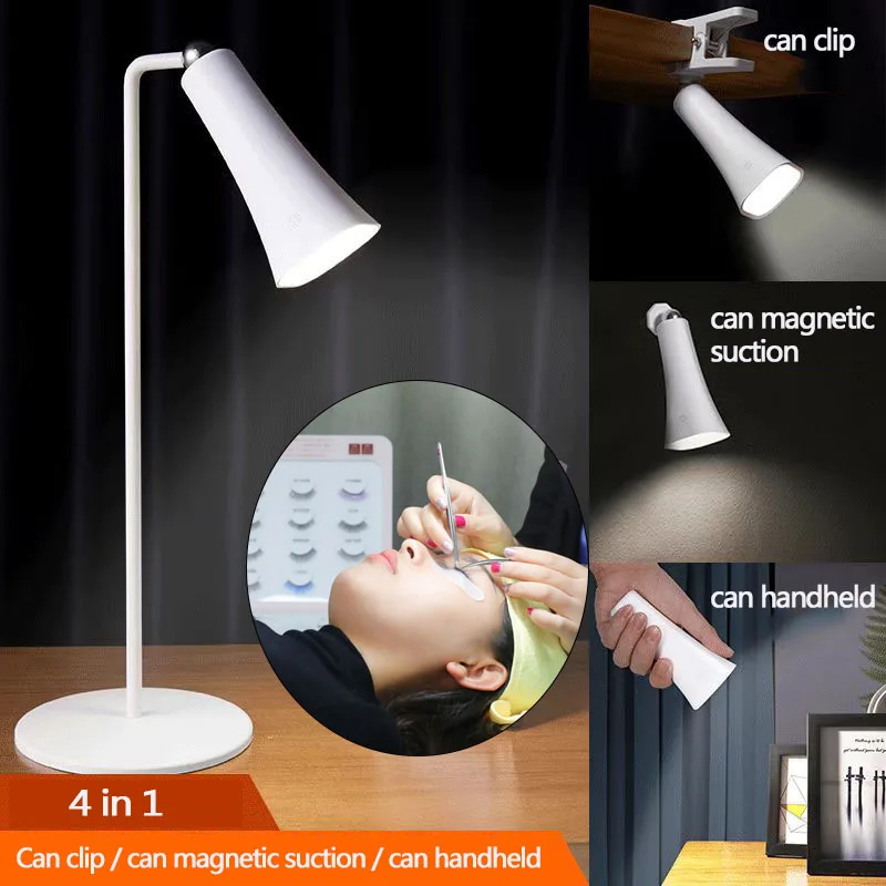 اباجورة مكتب تاتش 4 في 1 مع اضاءة بيضاء قابل للشحن