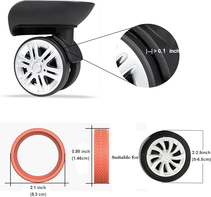 حامي سيليكون 8 قطع لعجلات شنط السفر مضاد للخدش