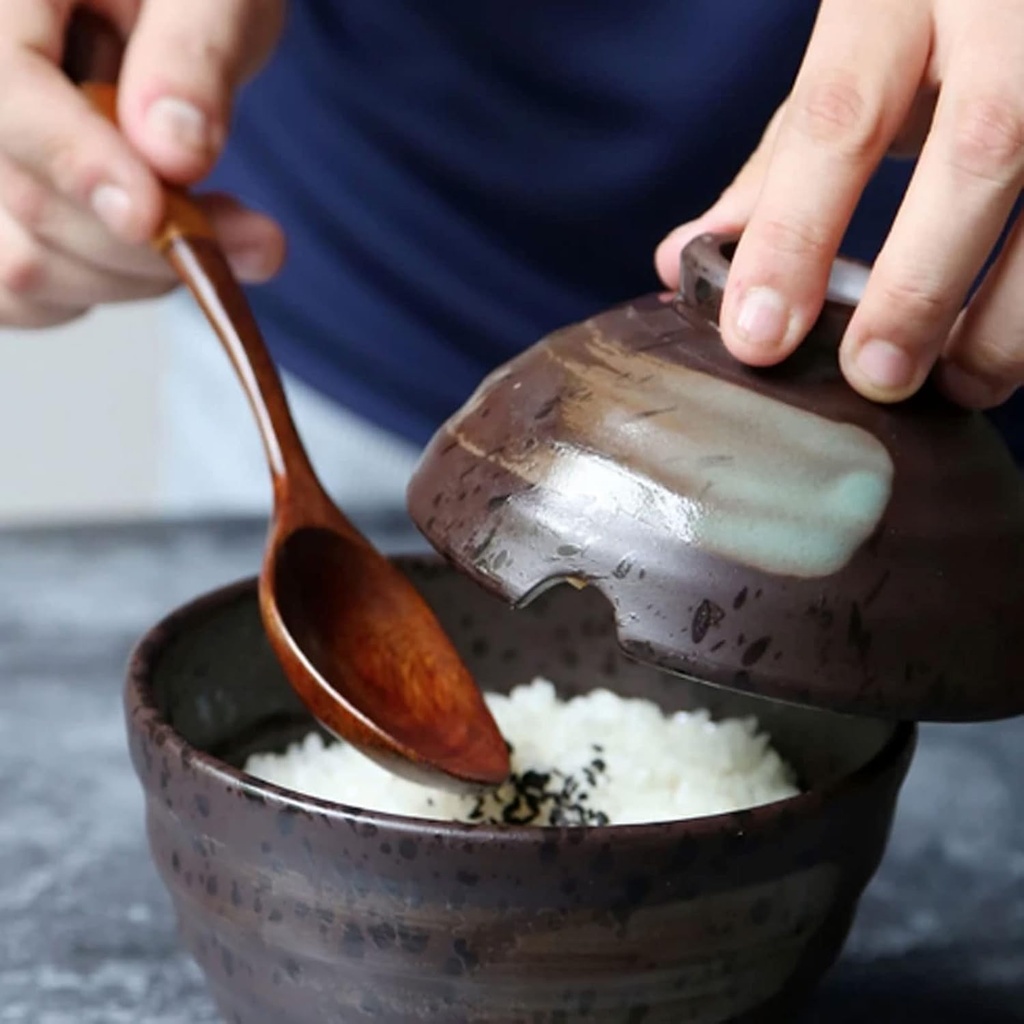 طقم معالق خشبية كبيرة 6 قطع للشوربة والرز