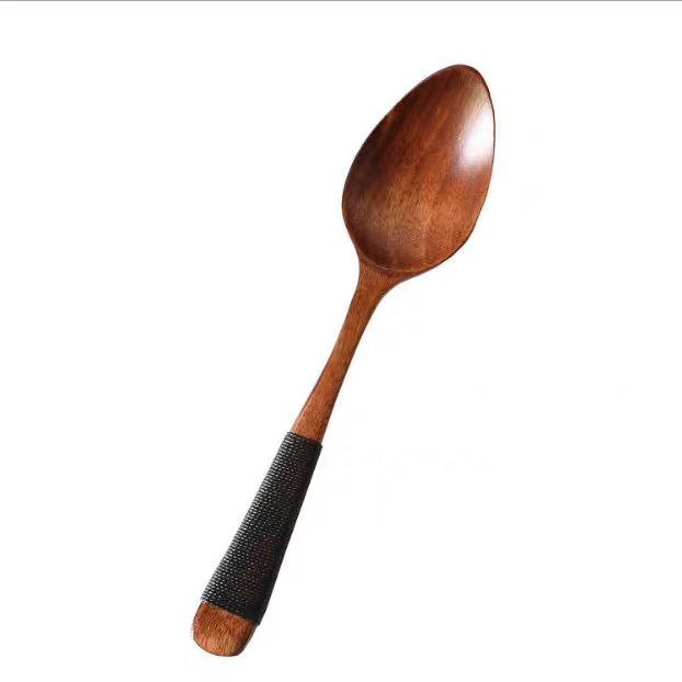 طقم معالق خشبية كبيرة 6 قطع للشوربة والرز